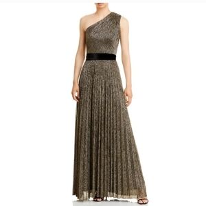 Aqua One-Shoulder Metallic Dress